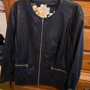 Chico's Ladies Black Faux Leather Jacket, size 4 (XL)